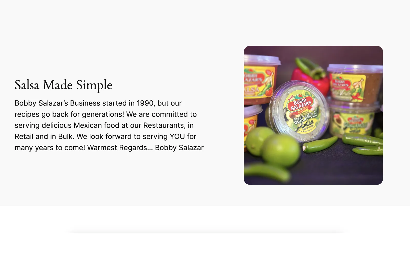Bobby Salazar's — Multi-page site for a family Mexican restaurant.